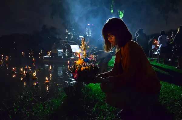 Loy Kratong festival to worship river goddess in Thailand