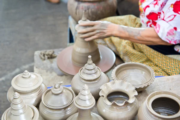 Thailand craftsman working on pottery clay and crafts