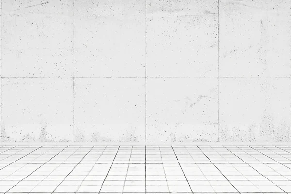 Empty white room with tiled floor