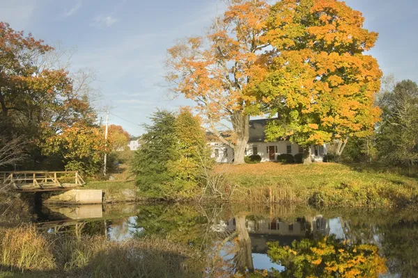 House Reflection In Pond Autumn Bristol Maine