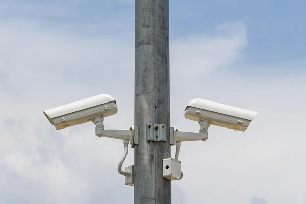 Two outside security cameras cover different angles