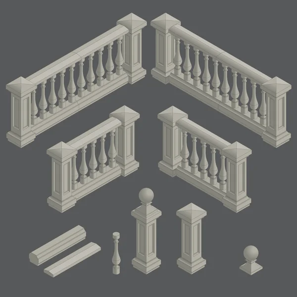 Set of architectural element balustrade, vector