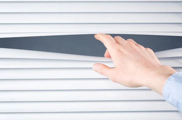 Business Privacy - Hand Opening Blinds