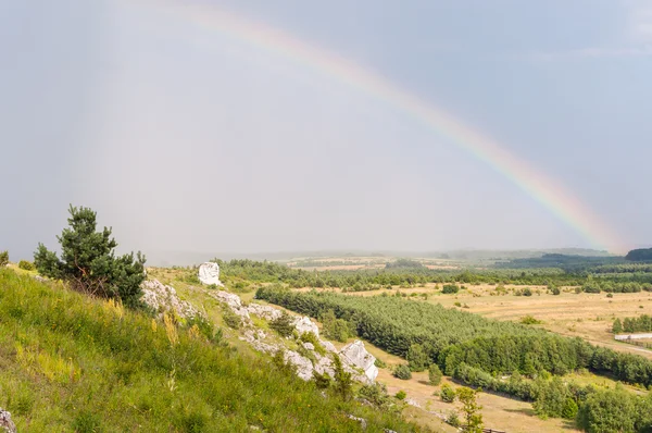 Landscape with rain and rainbow