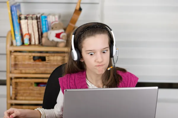 Angry girl with laptop