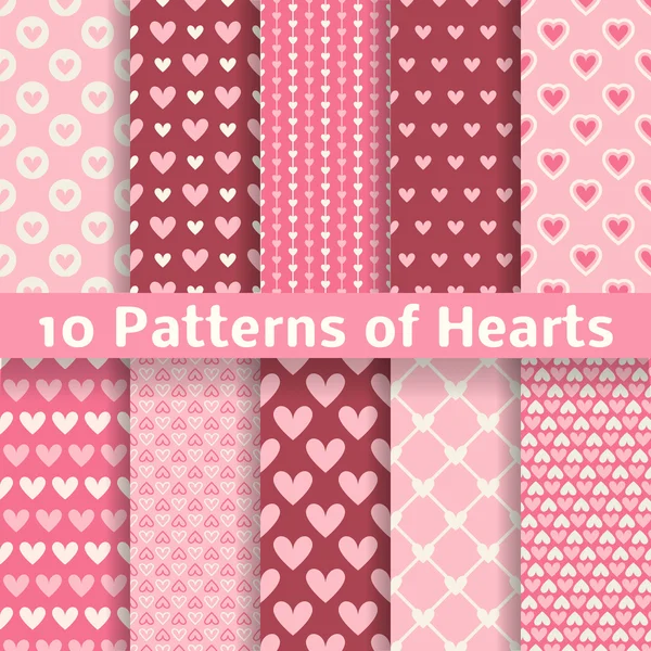 Heart shape vector seamless patterns (tiling)