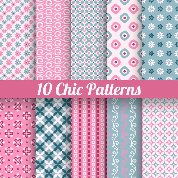 Chic different vector seamless patterns (tiling)