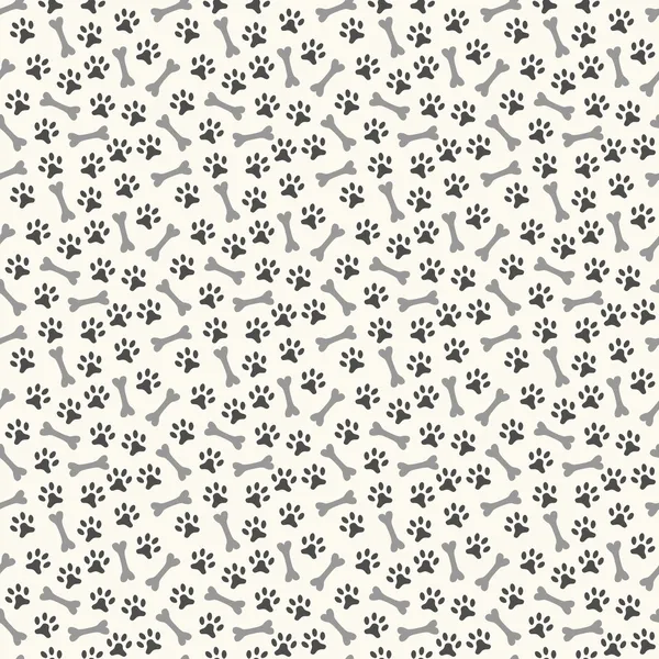 Animal seamless vector pattern of paw footprint and bone. Endles
