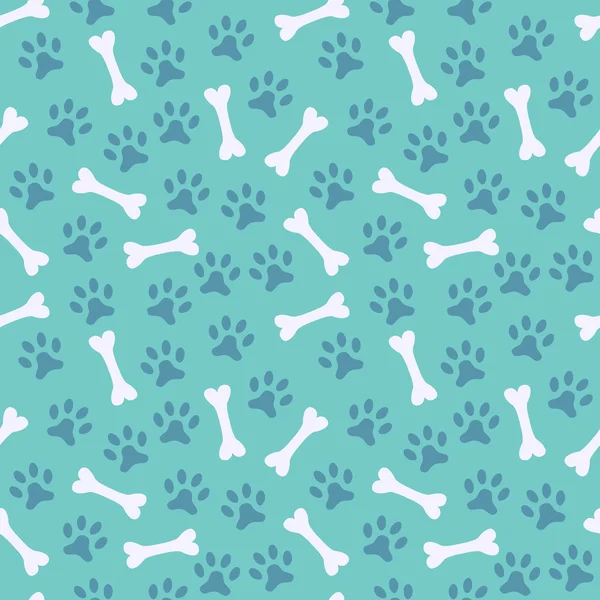 Animal seamless vector pattern of paw footprint and bone. Endles