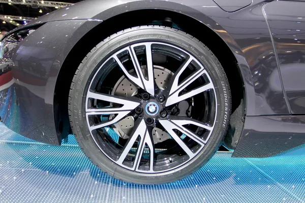 Logo of BMW on wheels
