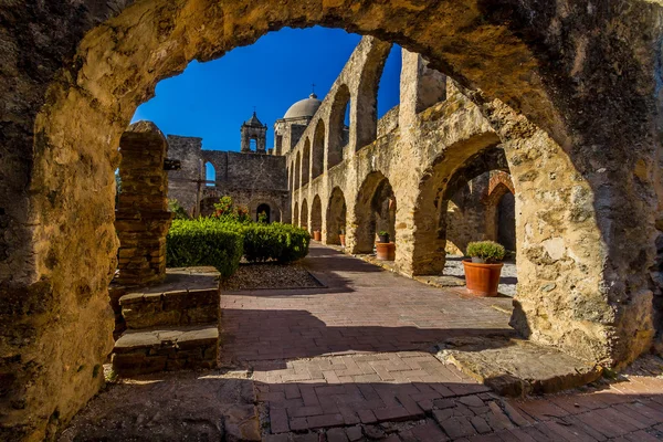Arch View of the Historic Old West Spanish Mission San Jose, Texas.