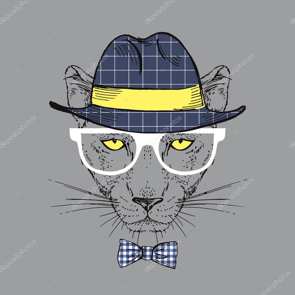Mode illustratie van panther, hipster stijl — stockvector © olga ... Mode illustraties
