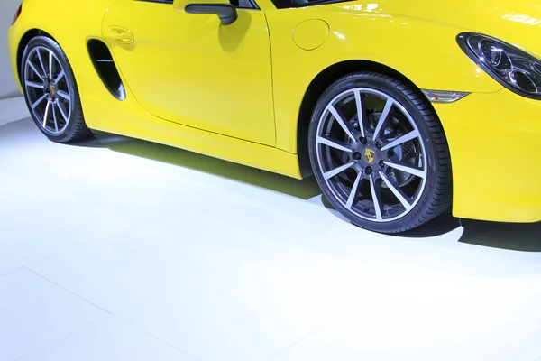 Car wheels in a car sales shop