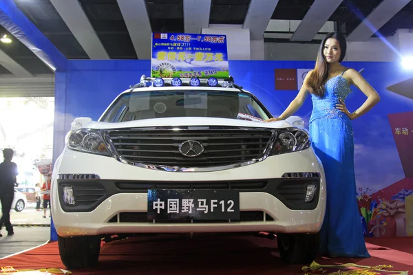 Luxury cars and beautiful female model on display in TangShan, C