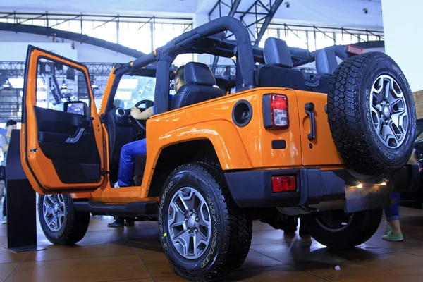 The new Jeep off-road vehicle on display in a car sales shop, Ta