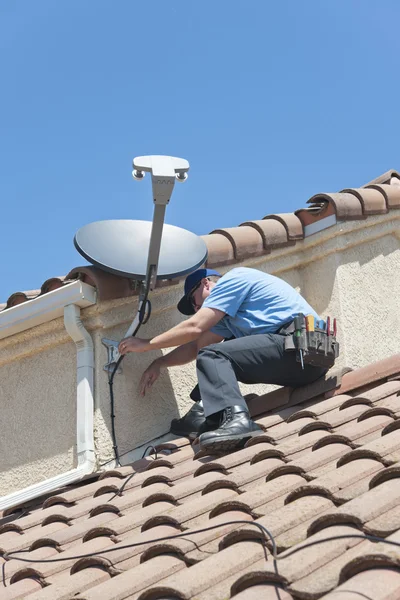 Satellite Installer on Roof