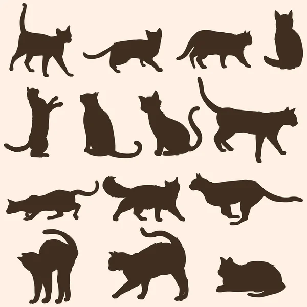 Vector silhouettes of cats