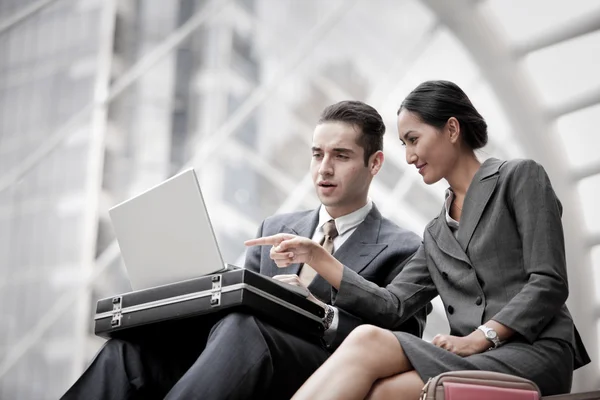 Business people working outdoor