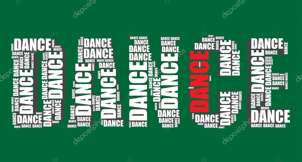Dance typography 3d text word dance art vector illustration word cloud