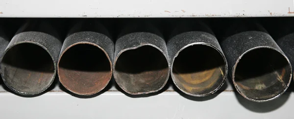 Row of metal tubes