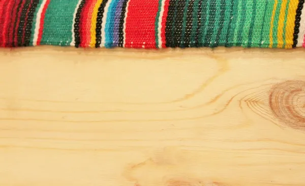 Wooden edged boarder serape textile copyspace — Stock Photo #40082103