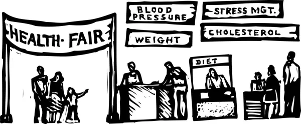 Woodcut Illustration of Health Fair