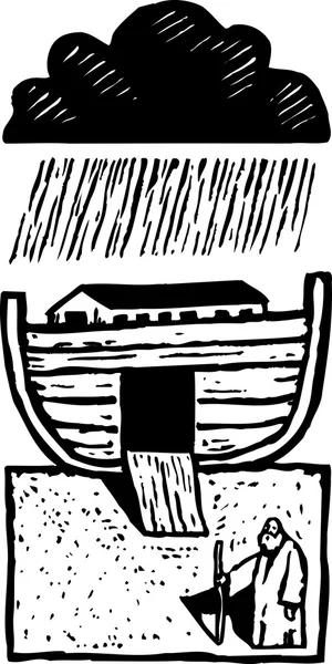 Woodcut Illustration of Noah and the Ark