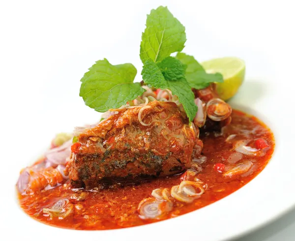 Spicy Sardines in tomato sauce canned fish ,Yum thai food style