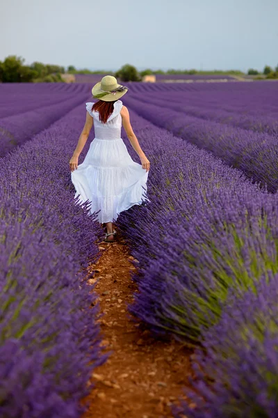 Woman in field of lavender