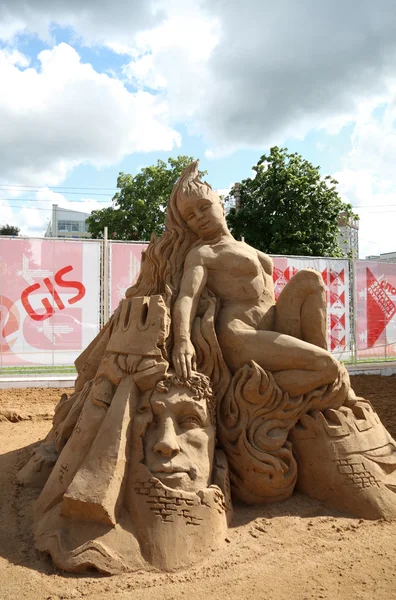 PERM - JUNE 10: Sand sculpture Love is flame at festival White N