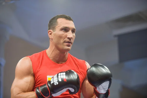 Ukrainian boxer Vitali Klitschko open training session before the fight with the Russian boxer Povetkin