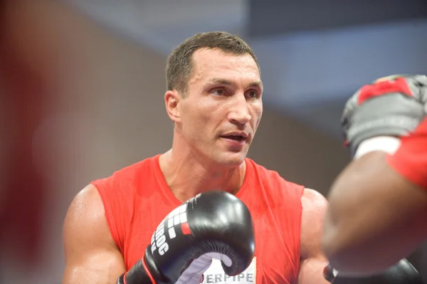 Boxer Vitali Klitschko open training session before the fight with Povetkin, Moscow