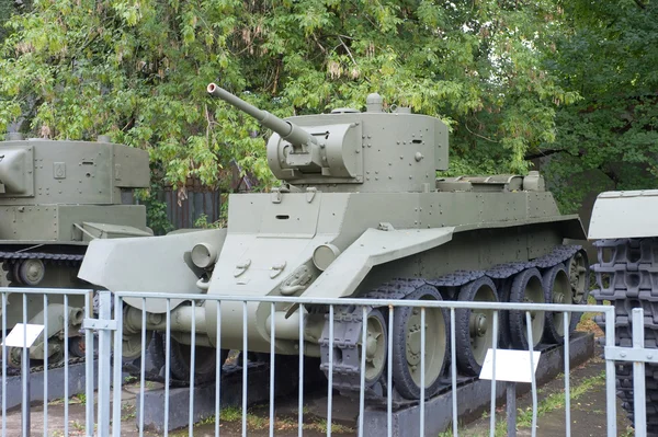 Soviet historical light tank BT-7 in the Central Museum of the armed forces, side view