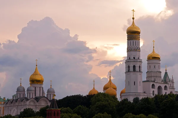 Ivan the great bell tower and archangel cathedral at the evening