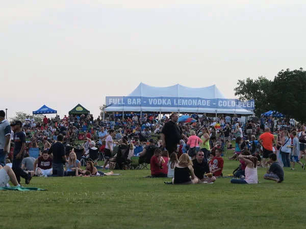 Fourth of July Crowd in Hoffman Estates Enjoying Food and Music