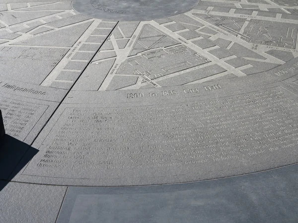 Close Up Showing the old historical street grid of New York City found at City Hall Park