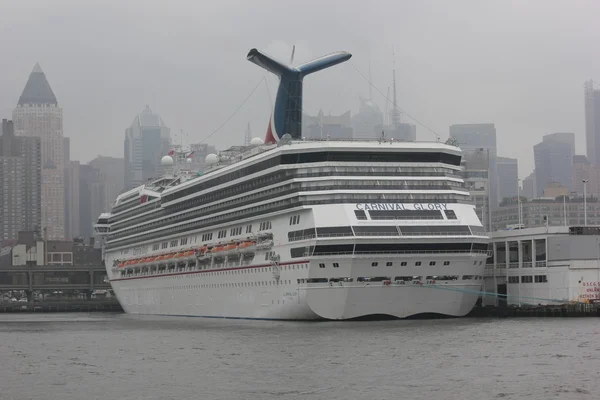 Carnival Cruise Line Ship Parked At Docks in Lower Manhattan in New York