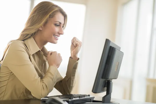 Successful Businesswoman Looking At Computer