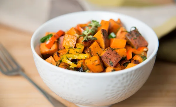 Sweet Potato Hash with Fresh Herbs, Peppers and Onions
