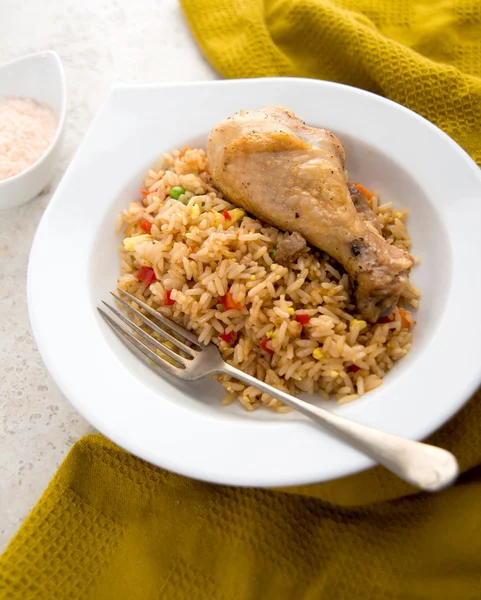 Chicken Drumstick and Fried Rice Simple Paleo Dinner or Lunch