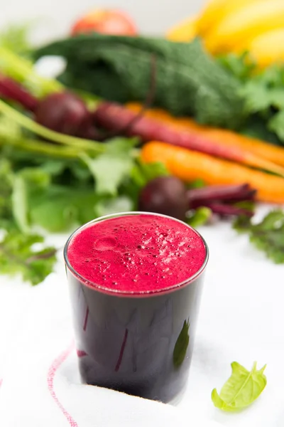 closeup of fresh red beet juice