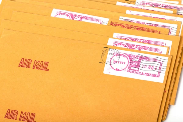 Yellow post envelopes with letters