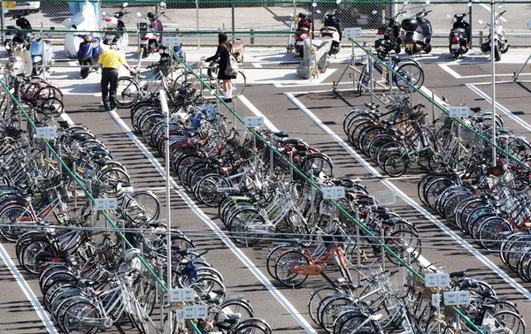 Crowded bicycle park-and-ride parking