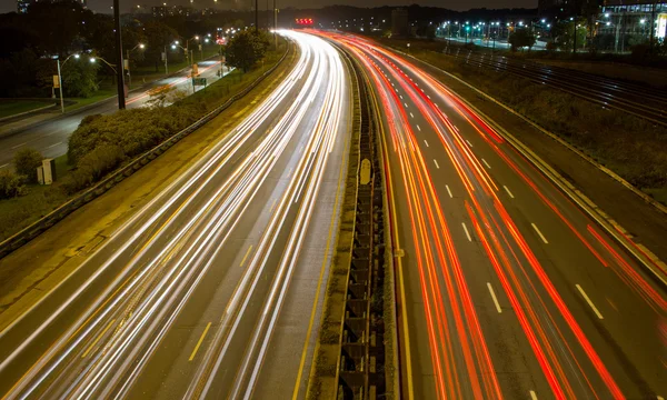 Light trail on a busy motorway