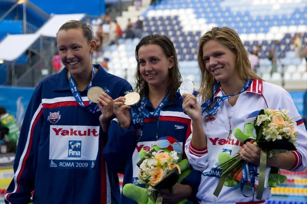 SWM: World Aquatics Championship - Womens 100m breaststroke final. Kasey Carlson, Rebecca Soni, Yuliya Efimova