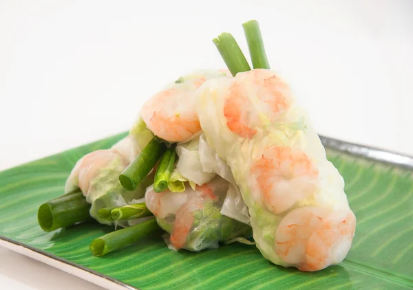 Vietnamse spring rolls with lettuce, mint, shrimp and vermicelli