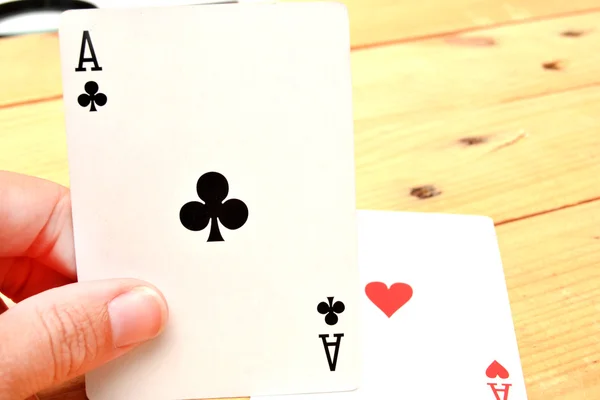 Poker cards on the wood