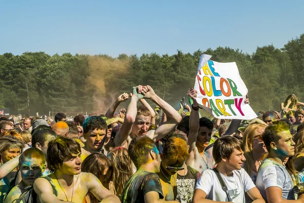 Young people in the Indian paints festival \