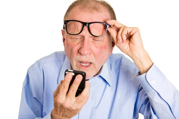 Senior mature man with vision problems