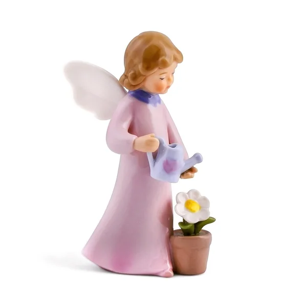 Porcelain angels figurine. Ceramic angel watering flower. Фарфоровые ангелы статуэтка. Керамическая Ангел полив цветок.